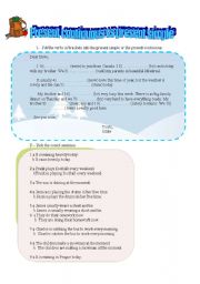 English Worksheet: present continuous vs present simple