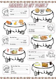 English Worksheet: MEALS IN MY FAMILY (3) - DINNER