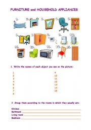 English Worksheet: FURNITURE AND HOUSEHOLD APPLIANCES