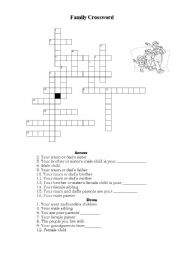 English worksheet: Family Crossword