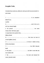 English worksheet: Irregular verbs - Exercises