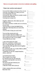 English worksheet: Checking the vocabulary and spelling