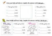 English Worksheet: I have got & He/she has got