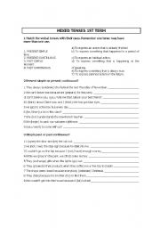 English worksheet: Review present and past tenses