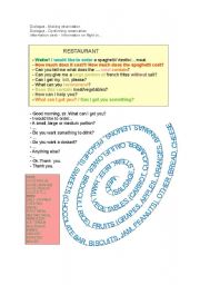 English worksheet: restaurant