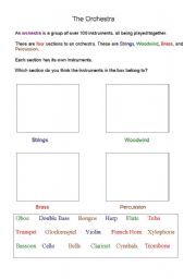 English worksheet: The Orchestra 