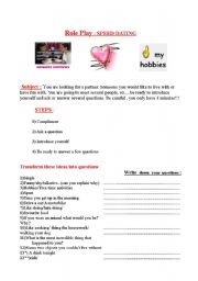 English Worksheet: Speed dating role play