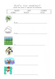 English worksheet: Hows the weather