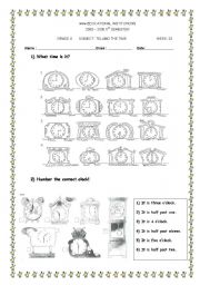 English Worksheet: telling the time