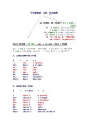 English worksheet: VERBS IN PAST