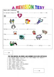 English worksheet: A  REVISION TEST