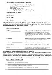 English worksheet: A biography of the master of suspense