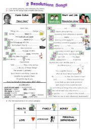 English Worksheet: 2 resolutions songs - Jamie Cullum / Rhett and Link