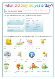 English Worksheet: happy pencils: what did they do last week?