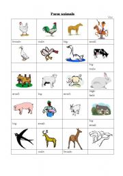English Worksheet: farm animals vocabulary worksheet