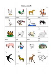 English worksheet: farm animals vocabulary worksheet