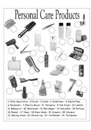 English Worksheet: Personal Care Products