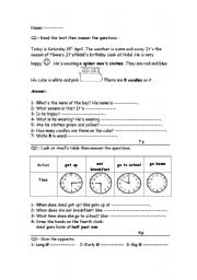 English worksheet: Weather + Time