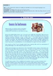 English Worksheet: Teens in between