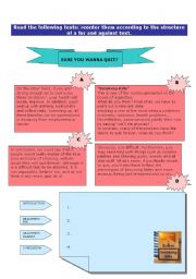 English Worksheet: Reorder for and against text