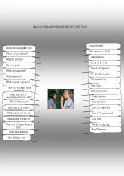 English Worksheet: MATCHING 