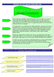 English Worksheet: For and against text