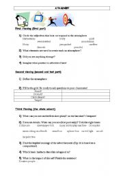 English Worksheet: analysing a commercial 