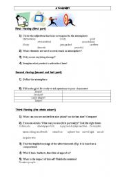 English worksheet: analysing a commercial 