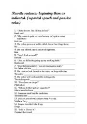 English Worksheet: Rephrasing (passive voice and reported seech)