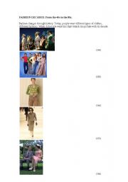 English Worksheet: Fashion Decades