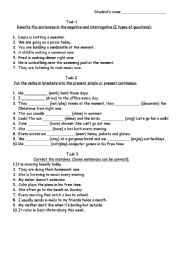 English Worksheet: Present Simple vs Present Continuous