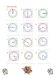 English Worksheet: what time is it?