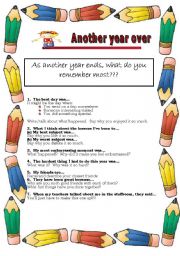English Worksheet: End of year discussion class