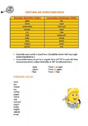 English Worksheet: countables&uncountables