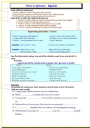 English Worksheet: Grammar : Used to.