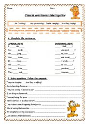 English Worksheet: Present Continuous Interrogative