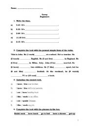 English worksheet: Test For beginners