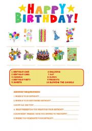 English Worksheet: HAPPY BIRTHDAY