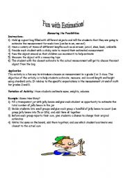 English Worksheet: Fun with Estimation