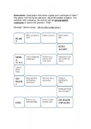 English Worksheet: Present Perfect Continuous Board Game
