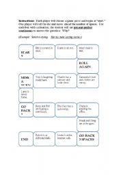English Worksheet: Present Perfect Continuous Board Game