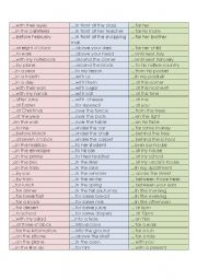 English Worksheet: Prepositional Phrases Strips