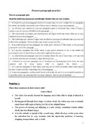 English Worksheet: Process Paragraph Writing 