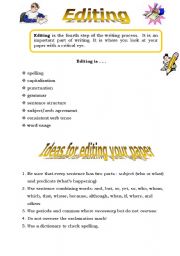 English Worksheet: The writing process 4 - - - Editing