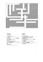 English Worksheet: ing/ed ending crossword