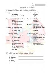 English Worksheet: The Little Red Hen - Vocabulary activity p.1/2