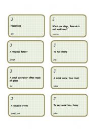 English Worksheet: Alphabet game- letter J