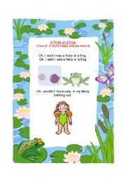 English Worksheet: I Wish I Was a Fishy or a Frog