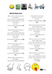 English worksheet: Hello My Name is Joe