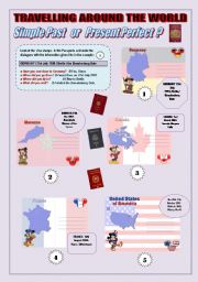 SIMPLE PAST or PRESENT PERFECT? PASSPORT ACTIVITY PART 1 (GERMANY/MOROCCO/CANADA/FRANCE/USA)